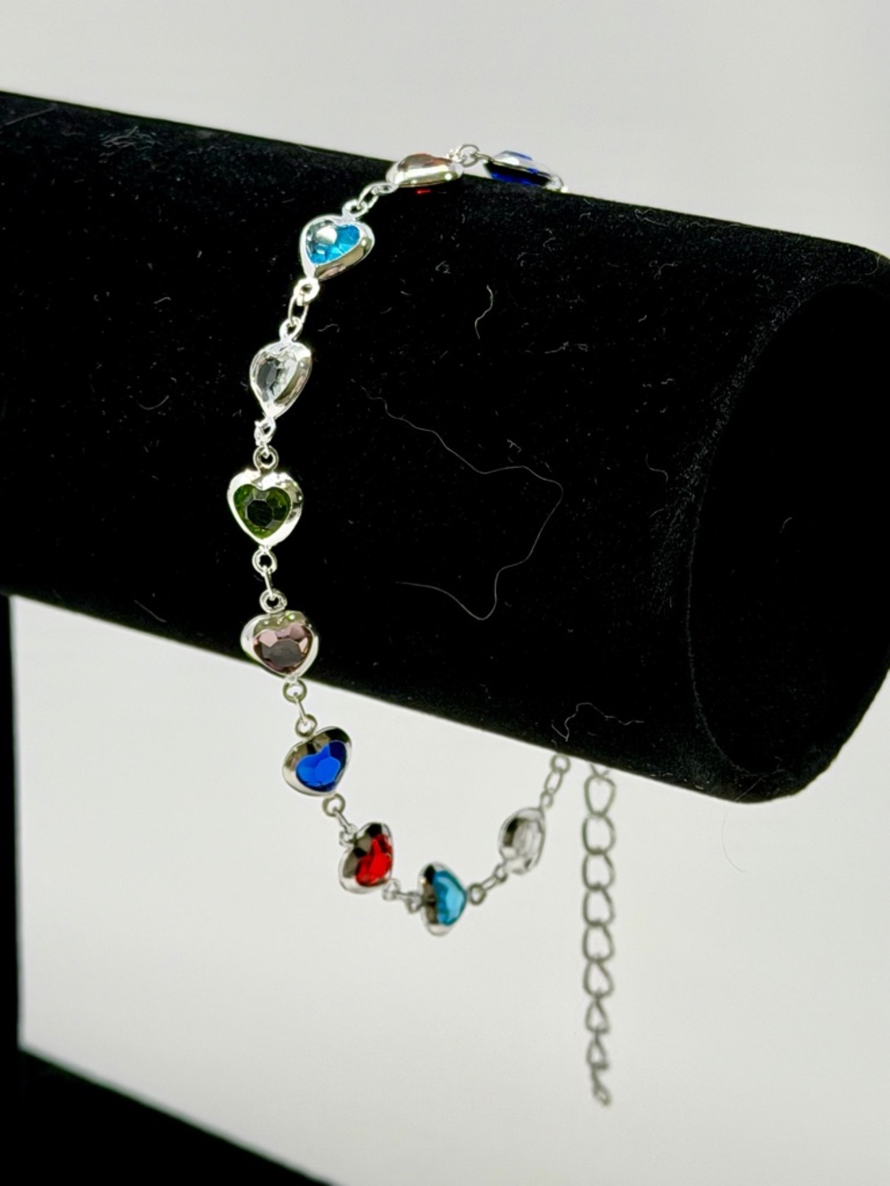 Multi-Color Heart Crystal Bracelet - Stainless Steel - Picture 2 of 3